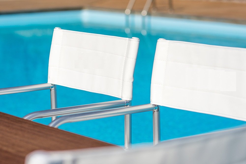 Fauteuil Bateau Régisseur Pliant Vinyl Blanc Chaise Yacht Aluminium A6000VW