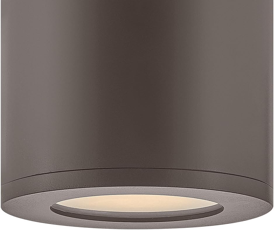 Hinkley Silo Extra Small Single Light Outdoor Flush Mount Lantern – Dark Sky, Anti-Fading Composite, Etched Lens, Bulb Included – Architectural Bronze Finish