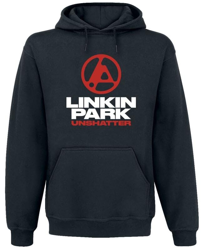 Linkin Park Unshatter Red Logo Uomo Felpa con Cappuccio Nero 50% Cotone, 50% Poliestere Regular