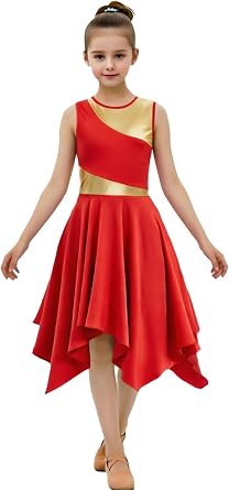 ORIDOOR Sleeveless Praise Dance Costumes Girls Metal Irregular Worship Liturgical Lyrical Dance Church Tunic Outerwear