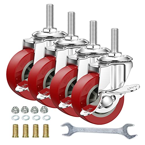 2 Inch Swivel Caster Wheels Set of 4, Locking Casters Heavy