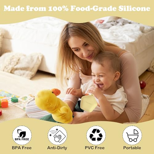 Image of Pacifier Holder Case, Large Capacity Portable Pacifier Storage Case, 100% Food Grade Silicone Pacifier Holder,BPA Free(Apricot)