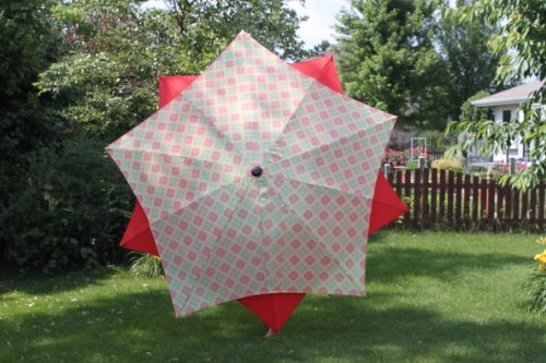 Pebble Lane Living 8' Exclusive Wind Resistant Lotus Patio Market Umbrella - Sunburst Red
