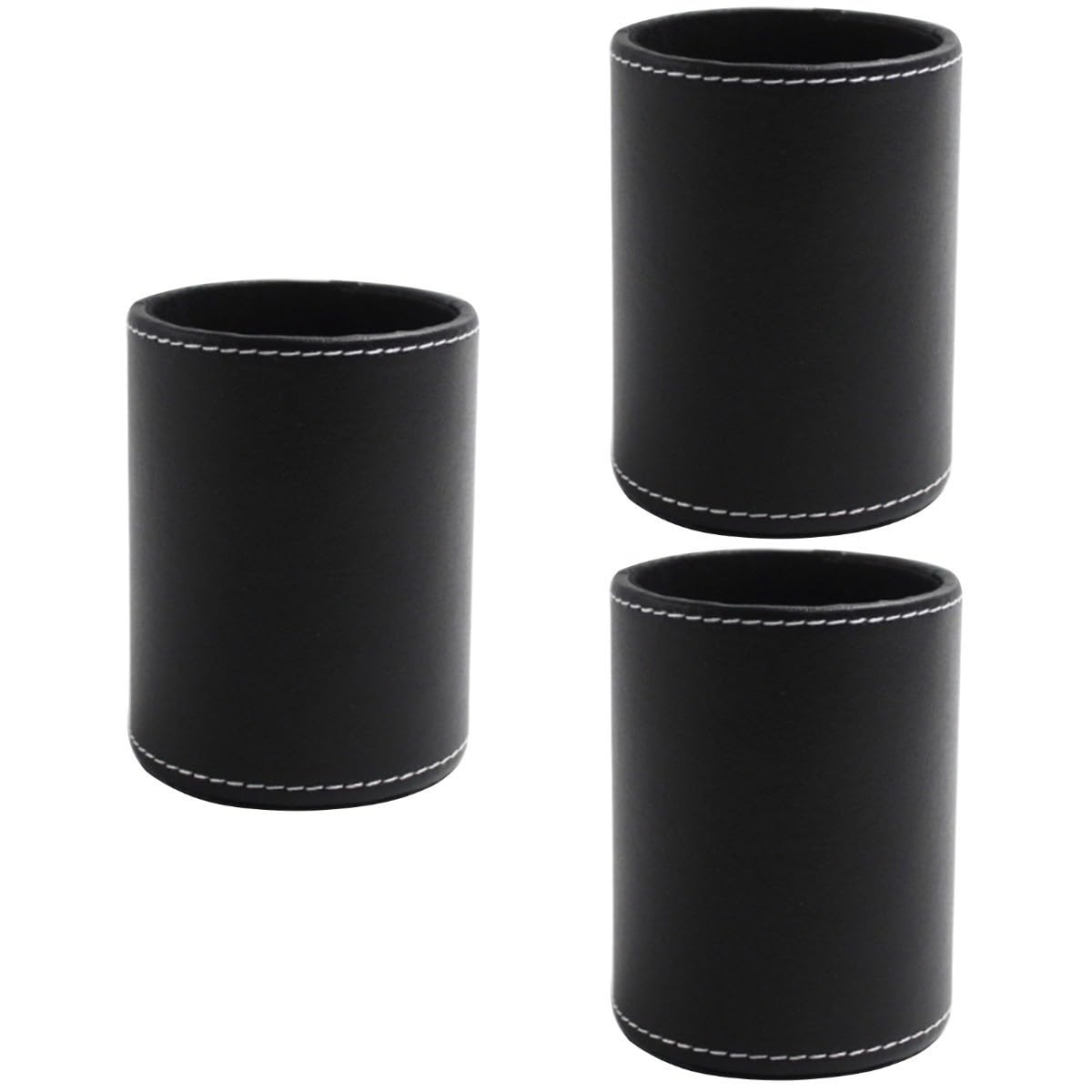 MAGICLULU 3piezas Portalápices Redondo De Piel Pu Para Oficina Organizador De Pinceles De Maquillaje y Utensilios De Escritorio Negro