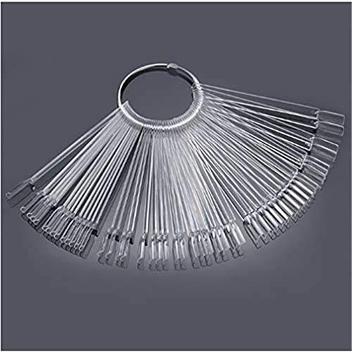 100pcs Uñas Falsa Muestras Mostrador Display Exhibidor de Uñas Postizas para Pintar Uñas Practicas Arte de Uñas Tips Expositor Muestras de Esmalte Uñas Color Natural con Anillo (Color transpar