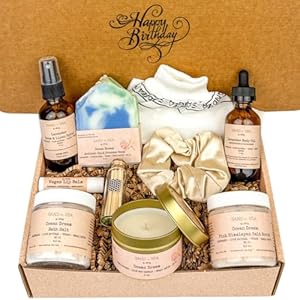 Happy Birthday Spa Gift Box for Women – Handmade Self Care Package for Woman – Relaxing, Pampering & Stress Relief Gift Baskets for Women, Mom, Friend, Wife, Sister, Aunt, Her – Luxury Birthday Gift