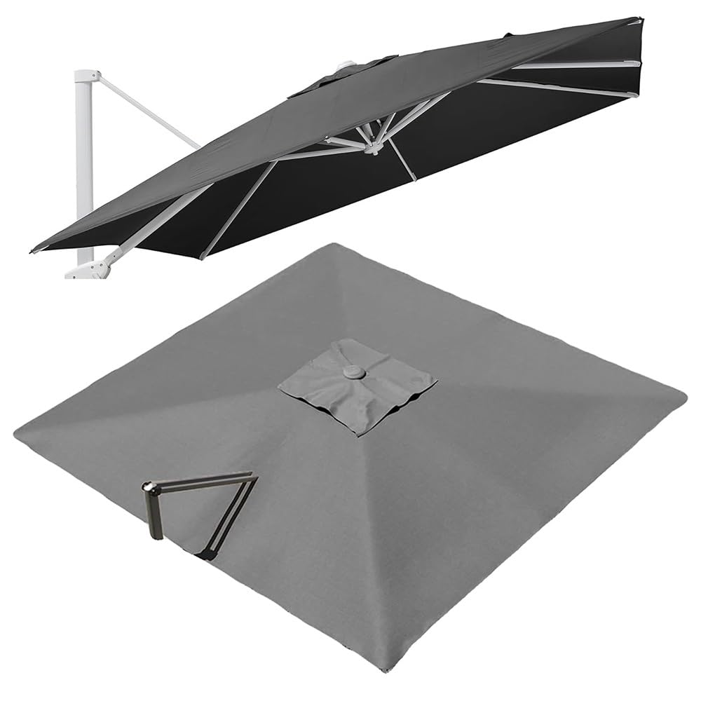 Toldo de repuesto para sombrilla de patio de 3 x 4 m, 8 varillas, cubierta de sombra para exteriores, tela de protección solar gris, parte superior de repuesto para parasol de jardín (13 x 10 pies)