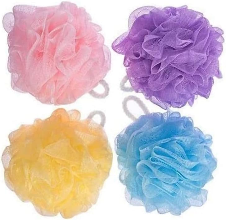 luffah Soft Sponge scrubber Bathing Body Wash Puff luffa for Men Women Baby kids loofah pack of 1 (Pack of 4, 4)