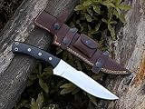HMC Handmade Mirror Polished D2 Stainless Steel Fixed Blade Hunting Knives, Full Tang Deer Hunting Bush Craft Knife For Men, Scout Carry Razor Sharp Custom Bowie Knives, Scout Carry Sheath, Outdoor Knife with Micarta Handle for Firm Grip, Non slip Handle (Mirror)