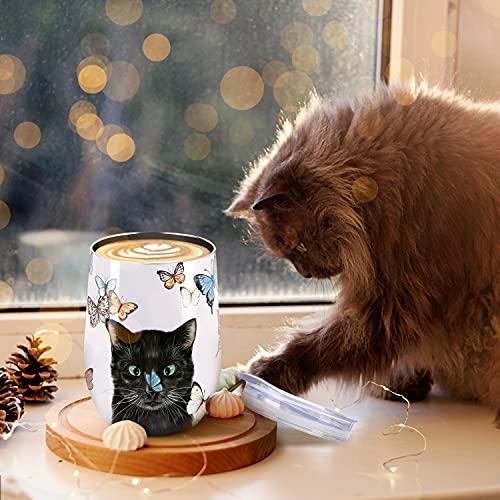 NymphFable 12oz Gato Taza Termica Cafe Para Llevar Taza Termo Acero Inoxidable Taza Personalizada - Imagen 4