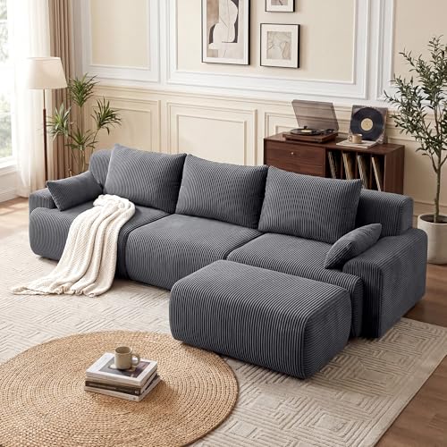 GRUSIGN 118'' Sectional Boneless Oversize Modular Couches, Curved Cloud Sectional Couches for Living...