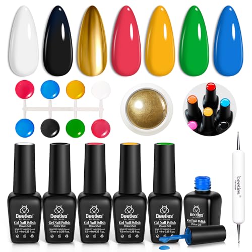 Gelab Cosmetics LLC Beetles Jelly Gel Nail Polish Set - 6 Colors Nude Pink Gel Polish Kit Neutral Shimmer Translucent Sheer Gel Soak off Uv Nail Concealer Peach Juice Collection French Nail Art Manicure 2 PCS