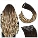 Ugeat Hair Extensions Clip in Human Hair Straight Clip in Human Hair Extension 10PCS Balayage #4/6/613 Brown with Blonde 18 Inch Clip on Remy Hair Extension for Women