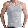 COSHAL® 1 Men's Cotton Vests Tank Tops Sleeveless Plain Breathable Slim Fit Summer Top Vest Everyday Athletic wear, Easy Fit Men Workout Shirts Size, XXL Grey #1