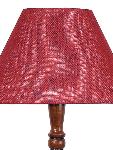 Image of Devansh Maroon Jute Conical Wooden Floor lamp -26