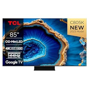 85″ QLED Mini LED C805 4K Ultra HD Android Smart HDR TV (Dolby Atmos, Dolby Vision, HDR10+, Bluetooth, 144Hz Motion Clarity Pro, Chromecast Built-In, 240Hz Game Accelerator)