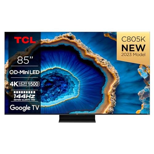 85″ QLED Mini LED C805 4K Ultra HD Android Smart HDR TV (Dolby Atmos, Dolby Vision, HDR10+, Bluetooth, 144Hz Motion Clarity Pro, Chromecast Built-In, 240Hz Game Accelerator)