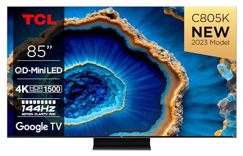 85" QLED Mini LED C805 4K Ultra HD Android Smart HDR TV (Dolby Atmos, Dolby Vision, HDR10+, Bluetooth, 144Hz Motion Clarity Pro, Chromecast Built-In, 240Hz Game Accelerator)