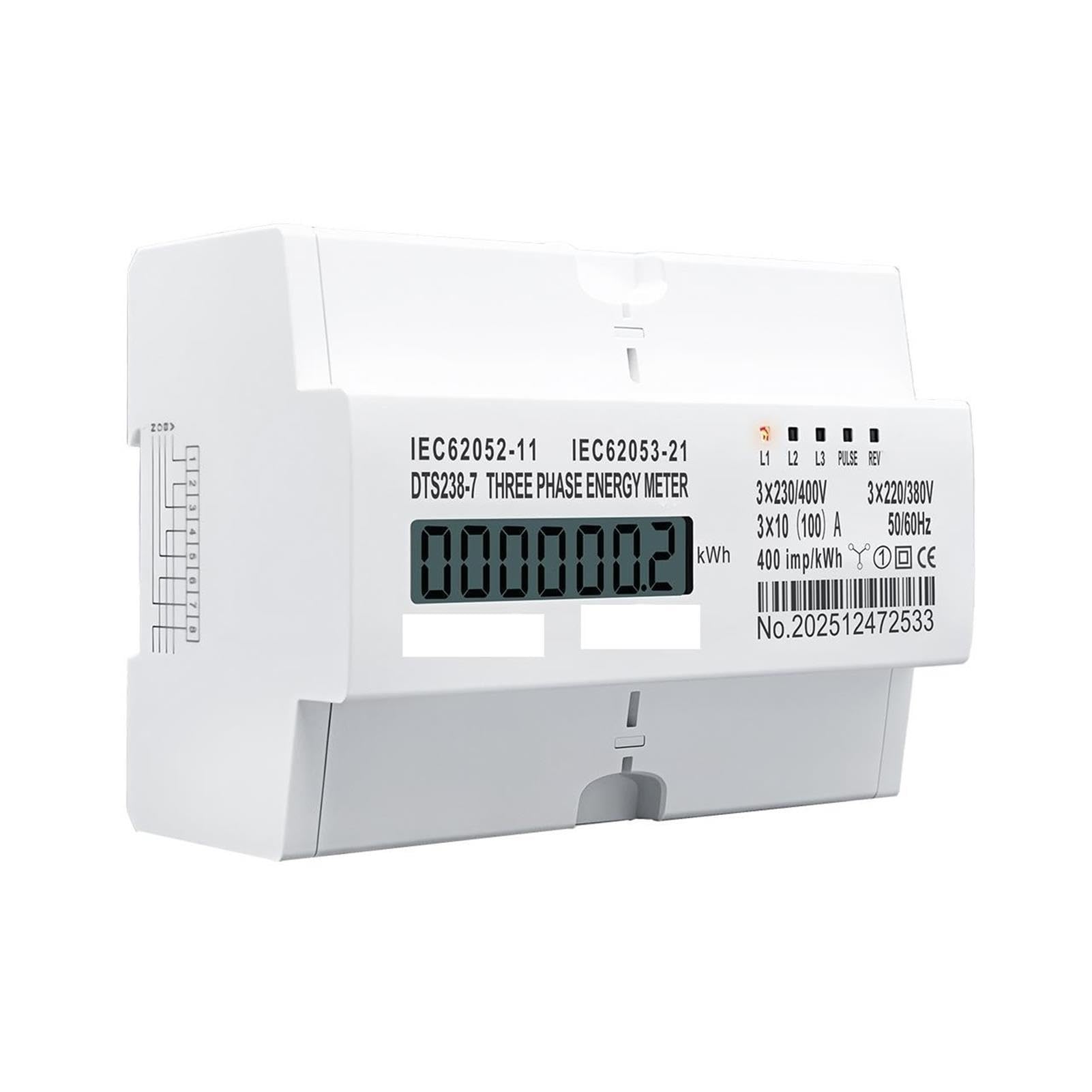 10(100) A 3 * 220V/380V 3 * 120V/207V 50Hz 60Hz trifásico carril DIN KWH vatios hora medidor de energía de carril DIN LCD(3X230V 100A)