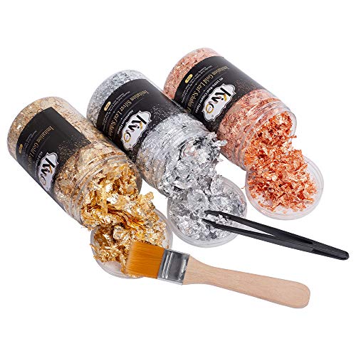 KINNO Imitation Gold Flocken Set Dekorfolie zum Basteln Künstlerbedarf zum Vergolden Malerei und DIY Kunsthandwerk Gold… – Bild 5