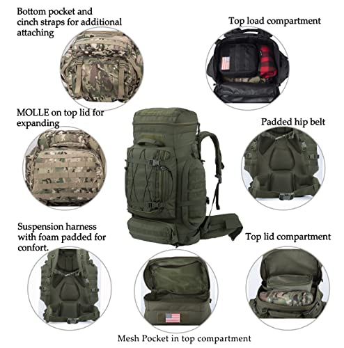 Large Internal Frame Backpack Tactical MOLLE Pack for Camping Backpacking Hunting Bushcraft Adventure 70L… | Tactical MOLLE Pack, Camping, Backpacking, Hunting, Bushcraft Adventure - Image 6