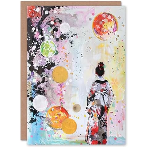 Artery8 Floral Kimono Birthday Greeting Card Cover