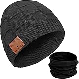 YogerYou Bluetooth Beanie Hat Headphones Winter Knit Hat Gifts for Men Women Black