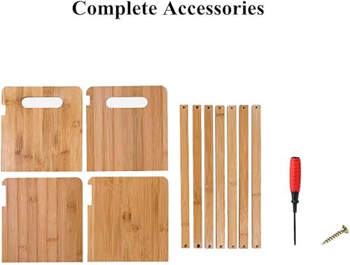 Miniatura 7 de Estantería de escritorio de bambú HomDSim, organizador de almacenamiento ajustable, estante de exhibición, plataformas de encimera, estantes para