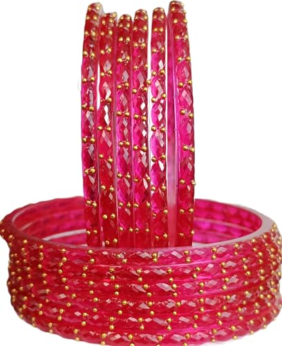 Image of JPS Plain and Glossy Finished Raindrop Glass Bangles Set for Women & Girls | Traditional Ethnic Chudi for Wedding, Party & Regular- Set of 12 Pcs of One Colour | Wedding Special