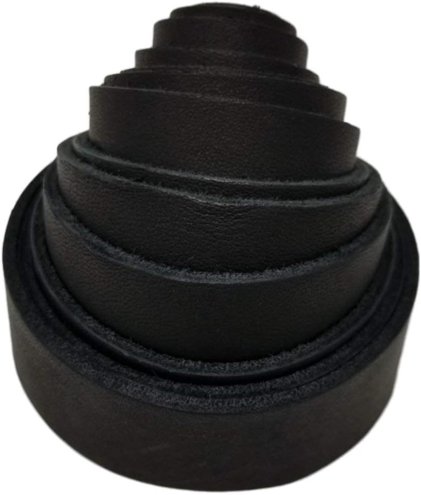 TOFL Genuine Top-Grain Leather Strap | 72 Inches Long | 1 Inch Wide | 1/16 Inch Thick (4-5 oz) | 1 Leather Strip for DIY Arts & Craft Projects, Clothing, Jewelry, Wrapping | Black