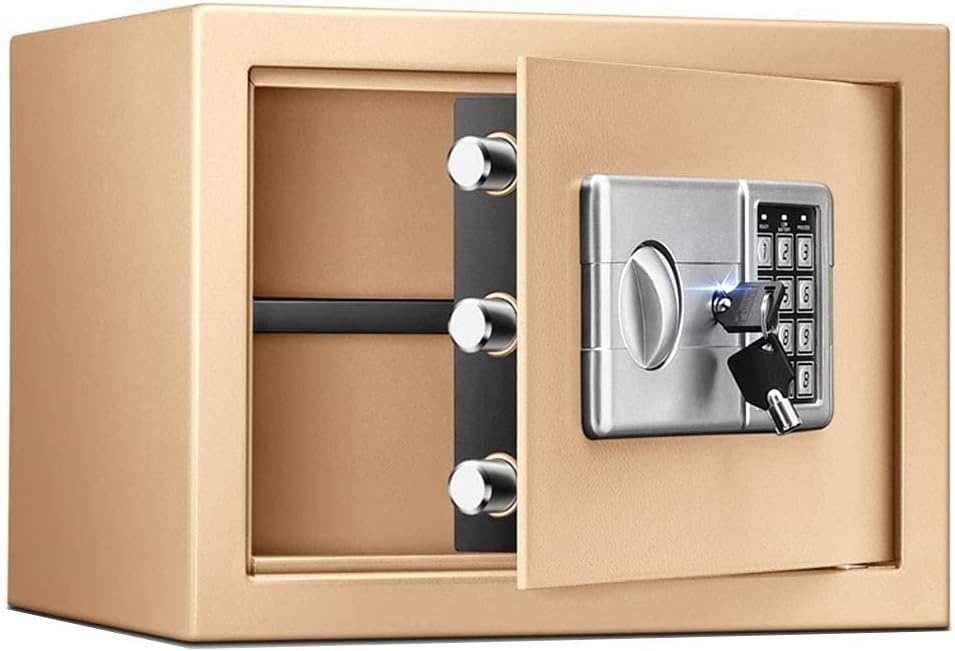 Key Electronic Steel Structure Office Household Small, Multicolored -37X27X25.8Cm-Insurance Security Box, Gold Safe