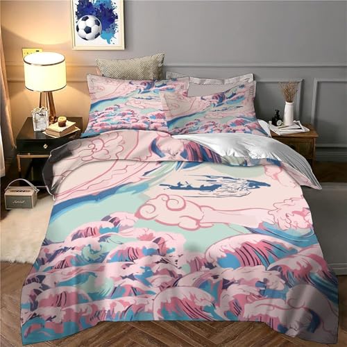 Housse de couette vagues microfibre 140x200 impression 3D premium - 6