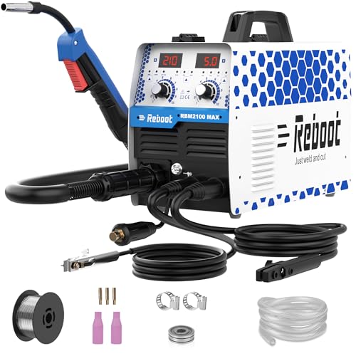 Reboot Saldatrice Multiprocesso 210A 6-in-1 Aggiornata per Alluminio - Gas/Senza gas MIG/MAG, Filo Flusso, MMA, Lift TIG, Saldatura a Punto, Pronta per Spool Gun, Display Digitale | RBM2100 MAX
