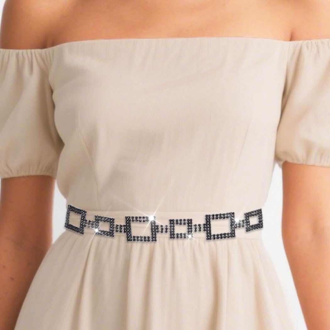 COSYDAYS Sparkly Rhinestone Dress Belt Silver Crystal Chain Belts Fashion Waist Accessories for Women - Image 2