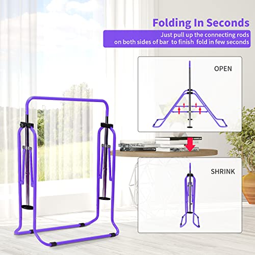 Zenova Gymnastics Bar, Junior Kip Bar Folding Horizontal Bar Training Bar 5 Levels Height Adjustable, Gymnastics Equipment For Home (Purple) #TOP3