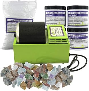 WireJewelry Single Barrel Rotary Rock Tumbler Deluxe Kit, Includes 3 Pounds of Rough