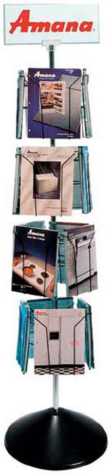 Rotating 16-Pocket Wire Magazine Rack with ¾” Pockets and Flat Base