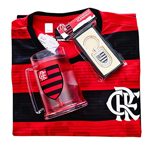 Kit Presente Flamengo - Camisa/Caneca/Chaveiro Oficial Tamanho:G;Cor:Preto/Vermelho
