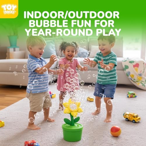 TOY Life Daisy Bubble Machine with LED Lights and Music, Automatic Bubble Maker for Indoor Outdoor Birthday Parties, Easter, Wedding, Portable Battery Operated Bubbles Blower Gift for Girls Boys - 1