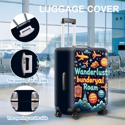 Image of World Map Luggage Cover - Stylish and Durable Travel Suitcase Protector for Wanderlust Enthusiasts and Globe-Trotters, Fits 28 inch-30 inch Suitcase,L