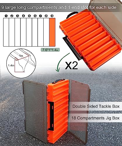 Caja para señuelos de pesca doble cara Uxwuy con 18 compartimentos color naranja miniatura 4