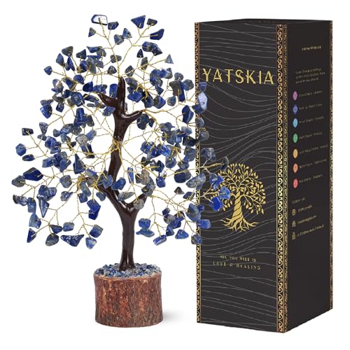 Yatskia Lapis Lazuli Crystal Tree of Life, Feng Shui Crystal Decor, Gemstone Tree Gifts For Women, Home Decor Gifts, Birthday Gifts For Mum, Shelf Ornaments