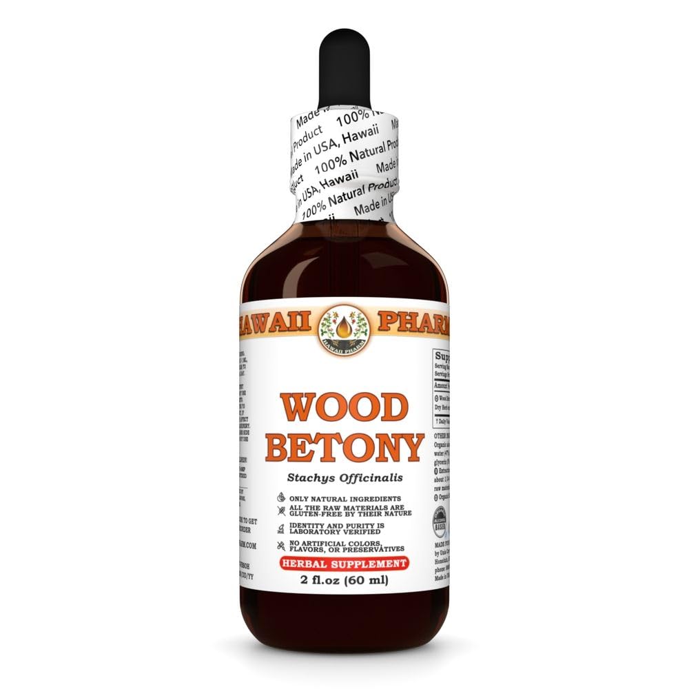 Hawaii Pharm Wood Betony Herb Liquid Extract, 2 fl oz 2 Fl Oz (Pack of 1)