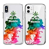 Shark Compatible Marijuana Weed Keep Calm Get high My Homie Best Friends Style Matching Couple Cases for iPhone 11 Pro MAX