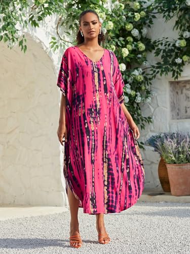Image of Kaftan Dresses for Women Plus Size Bathing Suit Cover up Caftan Maxi Beach Dresses