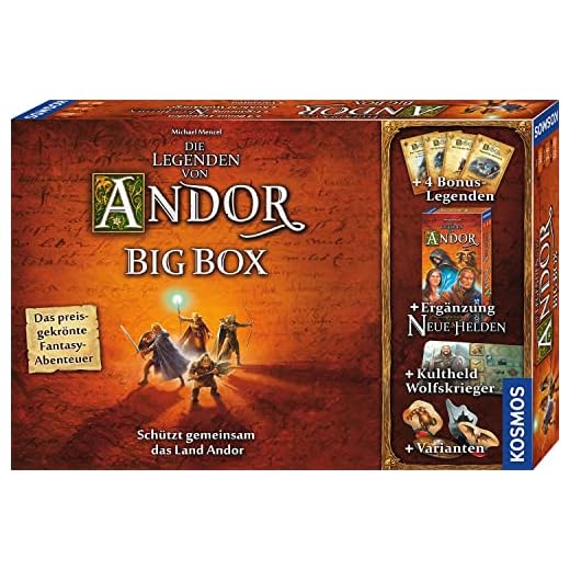 Kosmos 683122 Die Legenden von Andor-Big Box, Grundspiel (Kennerspiel des Jahres 2013) und zusätzliche Ergänzungen, Der Fantasy Klassiker, kooperatives Fantasy-Brettspiel, ab 10 Jahren