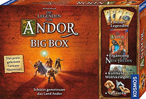 Kosmos 683122 Die Legenden von Andor - Big Box Spiel, Grundspiel (Kennerspiel des Jahres 2013) und zusätzliche Ergänzung, kooperatives Fantasy-Brettspiel ab 10 Jahren, Andor Starterset
