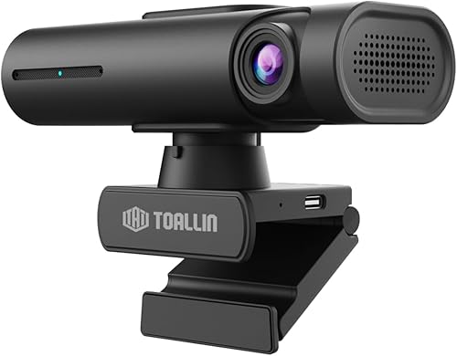TOALLIN Cámara web de seguimiento automático GC80 4K, seguimiento de IA por control de gestos, cámara web de transmisión con micrófonos duales,