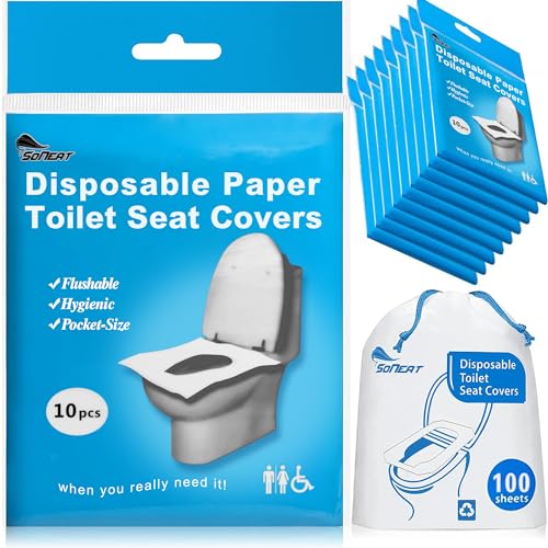 SoNeat Disposable Toilet Seat Covers - 100 CT of XL Thick Flushable Toilet Seat Covers Disposable for Portable Travel Potty Public...