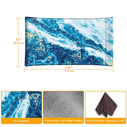 Image of FINTIE Soft Eyeglasses Case with Cleaning Cloth, Portable Squeeze Top Vegan Leather Glasses Pouch, Sunglasses Eyewear Bag
